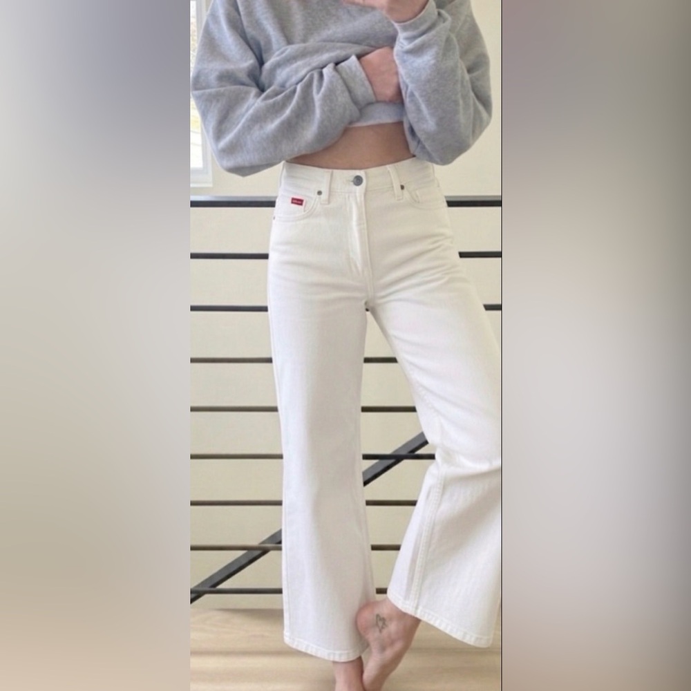 Hudson NWOT Rosalie $215 High-Rise Wide-Leg Jeans – Clean White Denim, Size 27